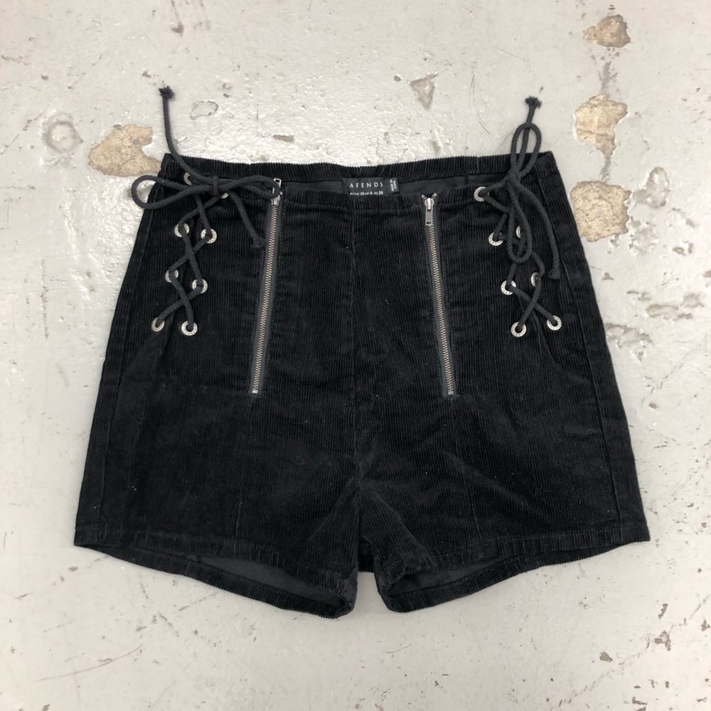 Afends NWOT Black Corduroy Lace Up Shorts